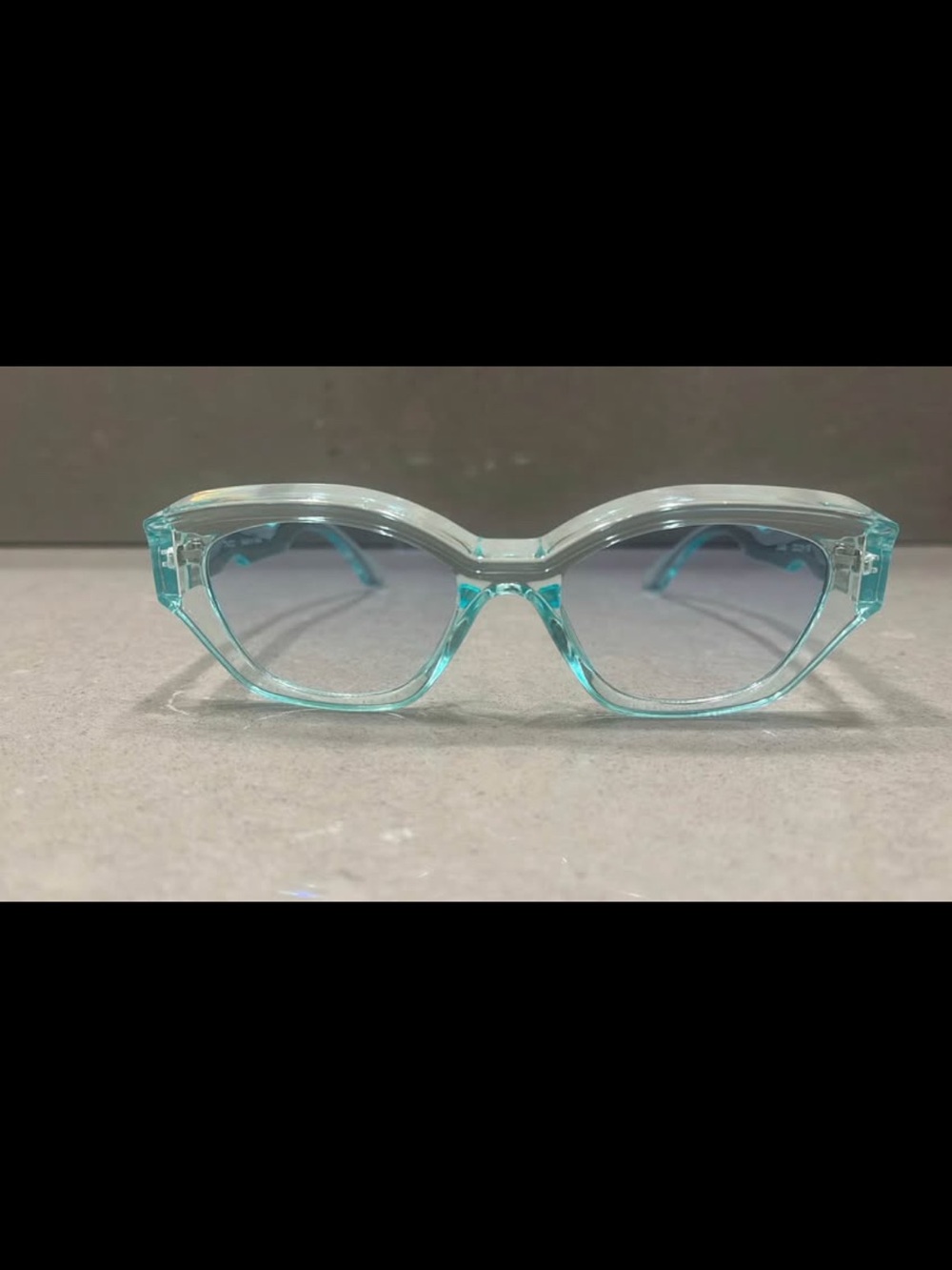 Transparent Aqua Blue Cat-Eye Sunglasses